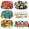 Bohemian Bracelet Sets for Women - 6 Sets Stackable Stretch Bracelets Multi-color Boho Jewelry for Women Hippie Bracelets Dainty Jewelry - color: Bohemian stackable bracelet