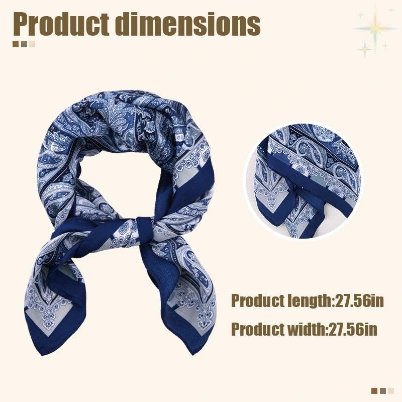 Guqqeuc Satin Head Scarf Silky Feeling Bandana Hair Wrap for Women Silk Scarves Paisley Headscarf Square Scarf Neckerchief - color: Blue
