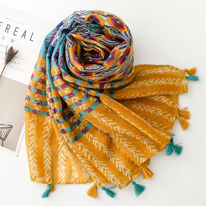 WZX Boho Scarf for Women, 70"x35" Large Lightweight Shawl Wrap for Travel, Sun Protection, Office & All-Season Wear - color: 017