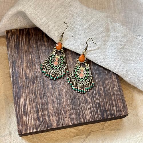 Boho Earrings for Women Trendy Gold Dangle Earrings Vintage Bohemian Indian Country Jewelry Gifts Boho Dress Chic Clothing - color: A2:boho earrings