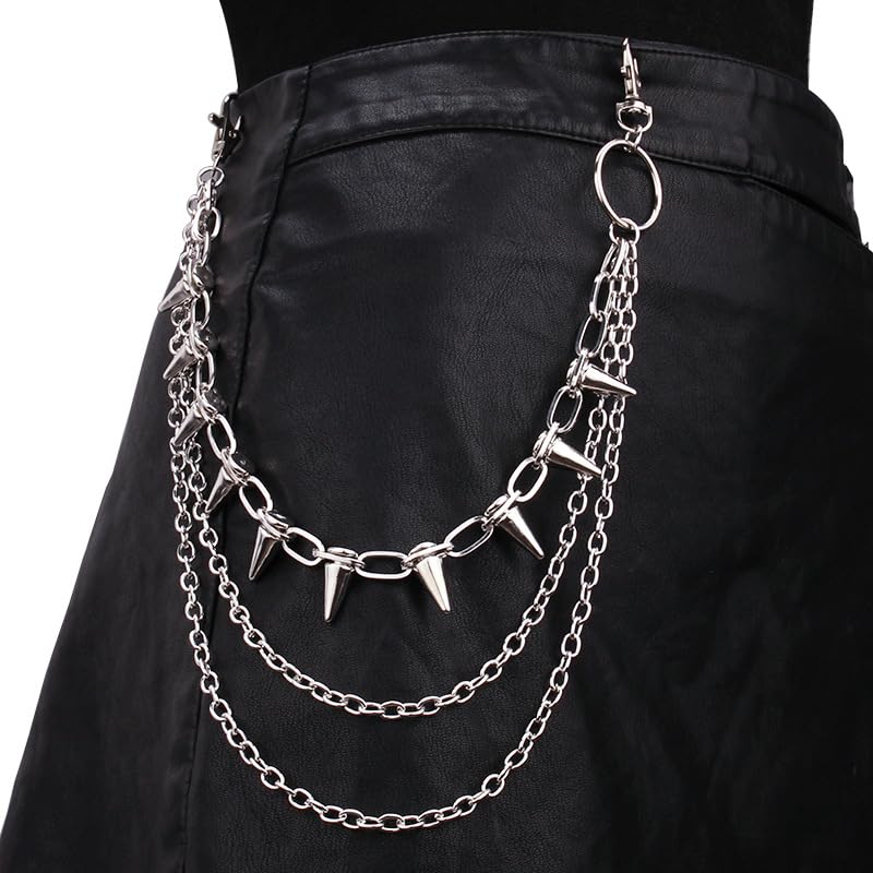 Pants Chains Hip Hop Punk Jeans Wallet Chain Goth Layered Waist Belt Chain Clothing Accessories for Women Men - color: 3 Chains Rivet