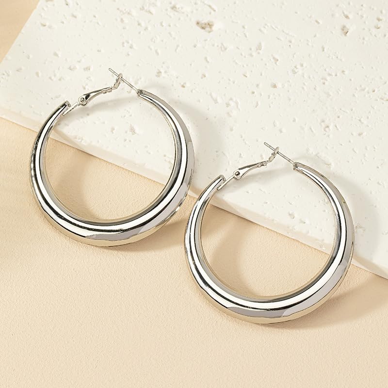 Colorful Large Hoop Earrings for Women Chunky Statement Earrings for Women White Black Red Leopard Hot Pink Earrings Big Hoops Vintage Neon 80s 90s Earrings Chunky Jewelry - style: S