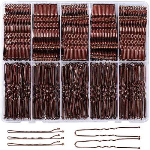 YGDZ 400 Counts Brown Bobby Pins Hair Pins Set for Women, 2inch Bobby Pins for Buns, 2.36inch Brown U Shaped Hair Pins for Styling, Hair Accessories for Women, Wedding - color: Brown
