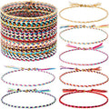 Hicarer 28 Pieces Woven Wrap Friendship Bracelets Handmade Boho Braided Friendship Anklets Adjustable Colorful Beaded String Bracelet - size: 10 inches