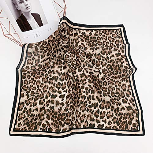 ANDANTINO 100% Mulberry Silk Scarf -21” Square Neckerchief with Gift Packed - color: Leopard