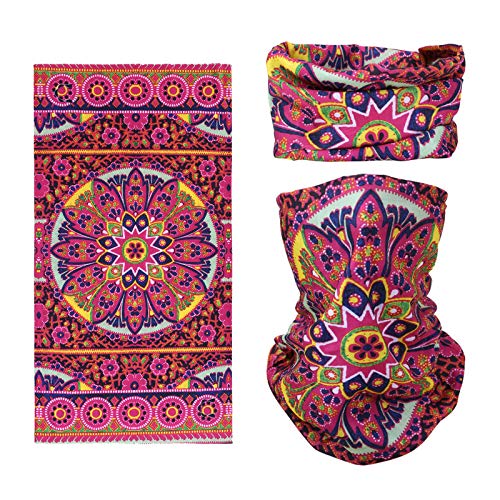 4 Headband Bandana Balaclava Half Face Mask Shield Head Hair Scarf Neck Gaiter Hat Multipurpose For WoMen Men Breathable Reusable Washable Bohemian Red Blue Yellow - color: 4x Bohemia Flower Face Mask