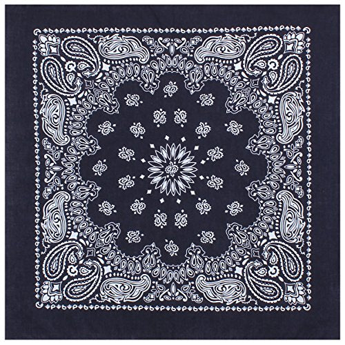 Rothco Trainmen Paisley Bandana 27” x 27” Extra‑Large 100% Cotton Head Wrap Scarf Multi‑Use - color: Navy Blue