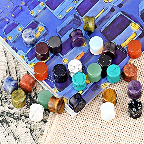 Longbeauty 20/30 Pcs Set Mixed Stone Saddle Double Flared Ear Tunnels Expander Plugs Stretcher 3MM-20MM - style: 10pairs, 2g(6mm)