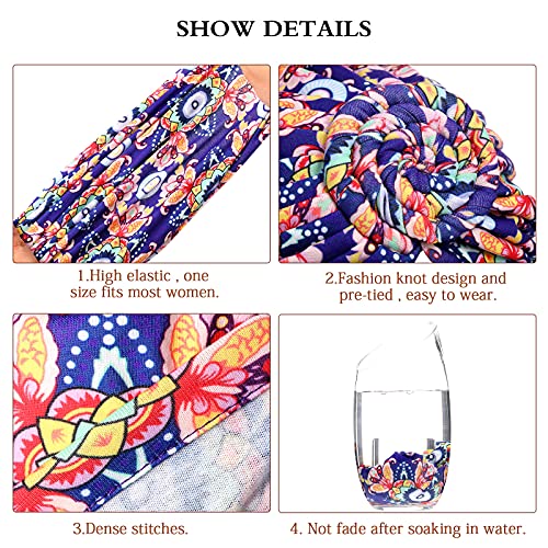 SATINIOR 4 Pieces African Pattern Headwrap Pre-Tied Bonnet Turban Knot Beanie Cap Headwrap Hat - style: Classic