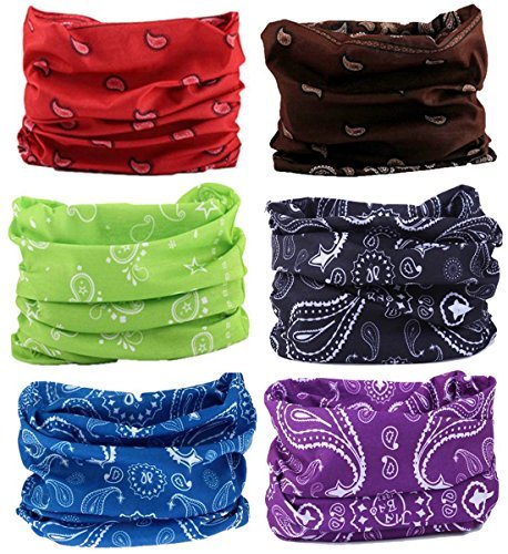 KINREE 6PCS Outdoor Magic Scarf, Elastic Headbands, Headscarves, Headwear, Mask - color: Free Paisely