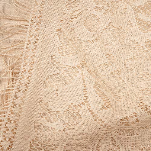 YOUR SMILE Ladies/Women's Lightweight Solid Color Fringe Lace Tassels Long Shawl Scarf For Spring Summer Fall - color: Beige