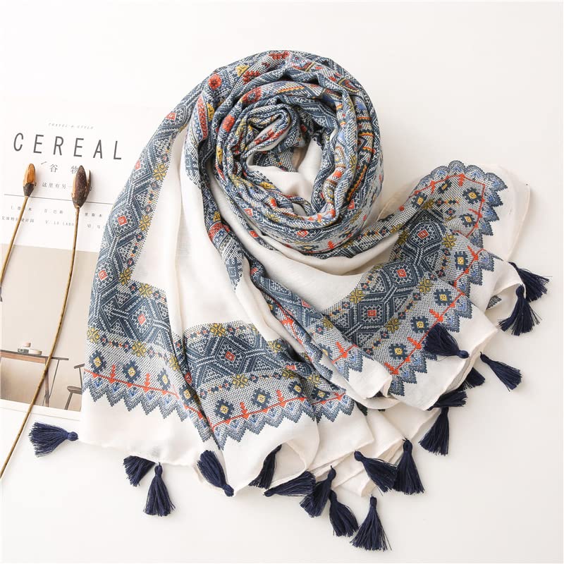 WZX Boho Scarf for Women, 70"x35" Large Lightweight Shawl Wrap for Travel, Sun Protection, Office & All-Season Wear - color: 015