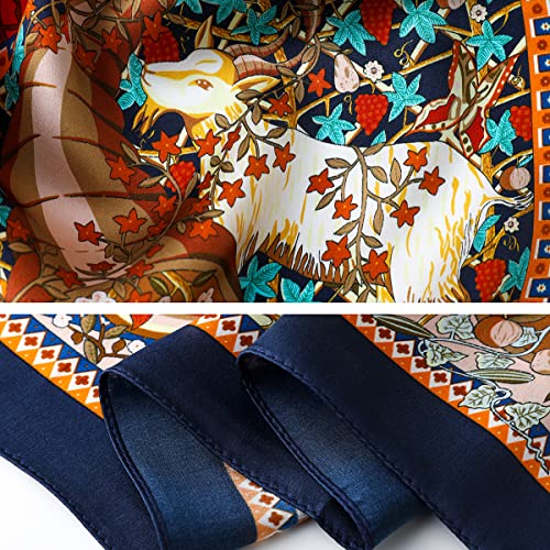 STARWHISPER 100% Pure Mulberry Silk Square Scarf-27''x27 Lightweight Hair Scarves Headscarf Night Sleeping with Gift Packed - color: Colorful Garden