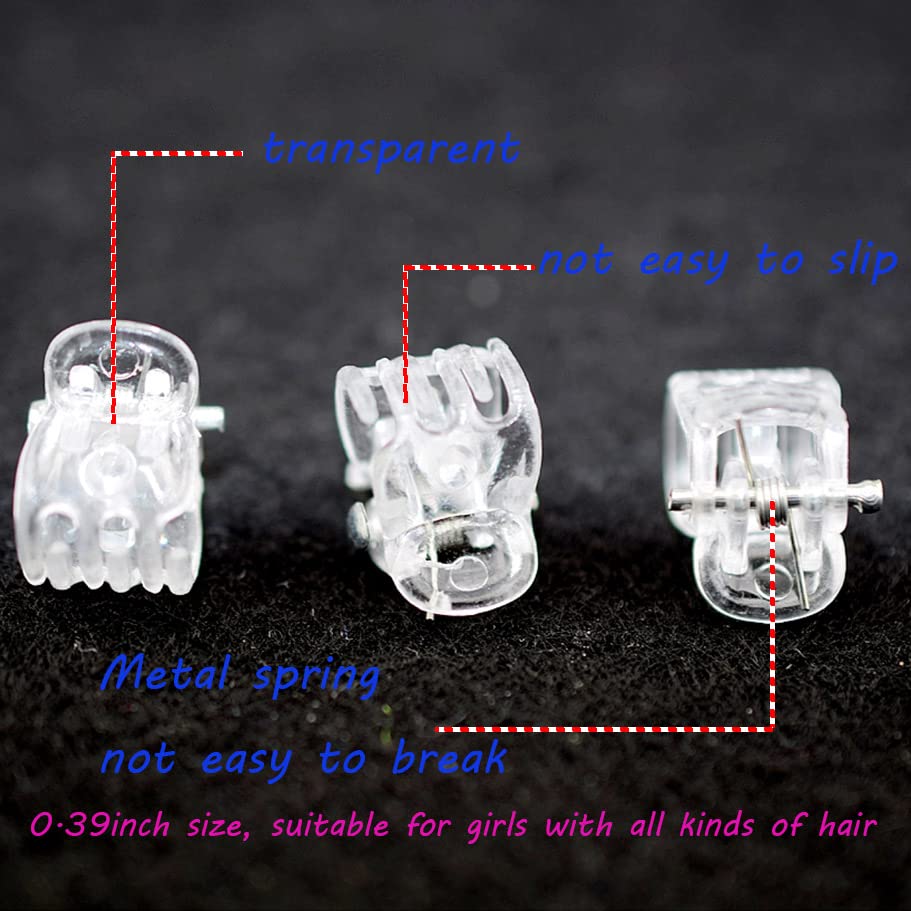 100pc/pack 1cm Hair Claws Clip for Women Girls Plastic Mini Hairpin Hair Clip Clamp Hair Accessories Gifts (100pcs clear) - color: 100pcs clear