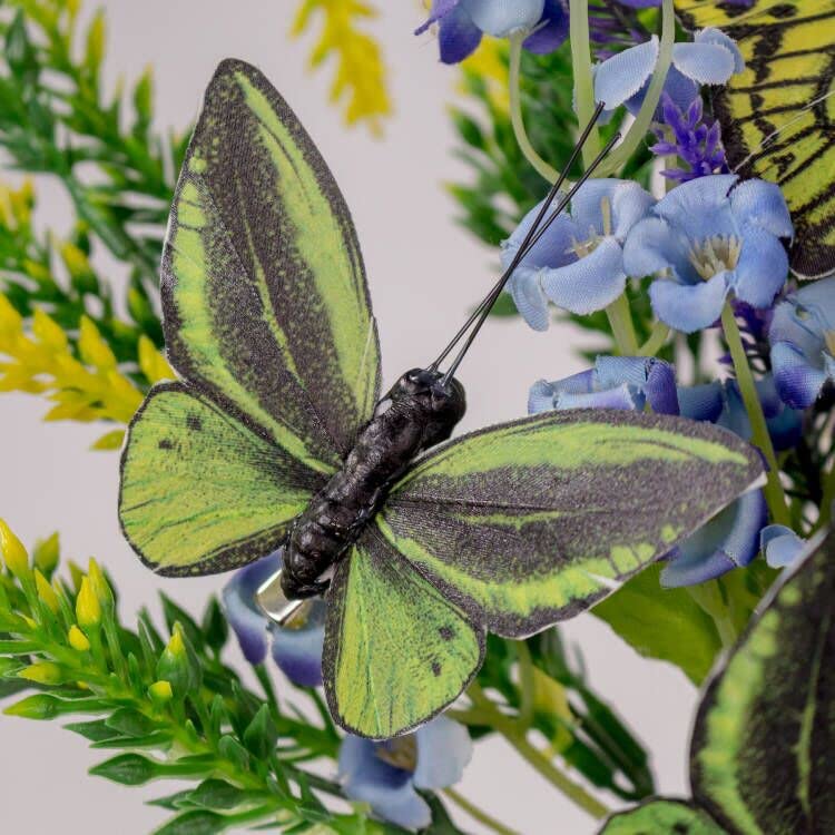 Berfutall- Feather Butterfly Decorations Set of 6 Vibrant Multi Colored Craft Butterflies on Clip .Party Spring Home Decor Floral Pics.St.Patrick'sDay - color: Green H