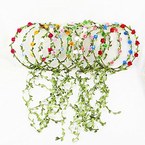 10 PCS Flowers Crown Floral Garland Headband Rose Flower Wreath For Travel And Wedding Festivals - color: ZHH-10