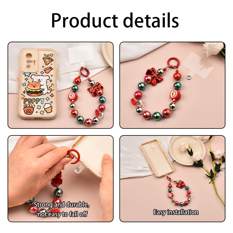 YangQian Phone Accessories Beaded Wrist Strap Case Lanyard Decoration Wristlet Keychain - color: Christmas Phone Keychain