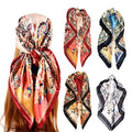 4Pcs Silk Head Scarves for Women Satin Hair Scarf 35”Large Square Bandana Silk Like Neck Scarf Shawl - color: Red/Blue/White/Beige