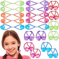 20pc Ponytailers Ponytail Balls Hair Elastics, 18mm Round-Value Pack Fun | Opaque Multicolored Twin Hair Beads Bauble Hair Ties Ponytail Holders, Toddler Kids Hair Ties - color: Shiny