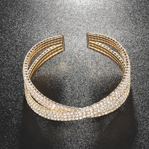 Suyi Rhinestone Bracelet Multilayer Gold Cuff Bracelet for Women Crystal Braidal Bracelets - color: Gold 6