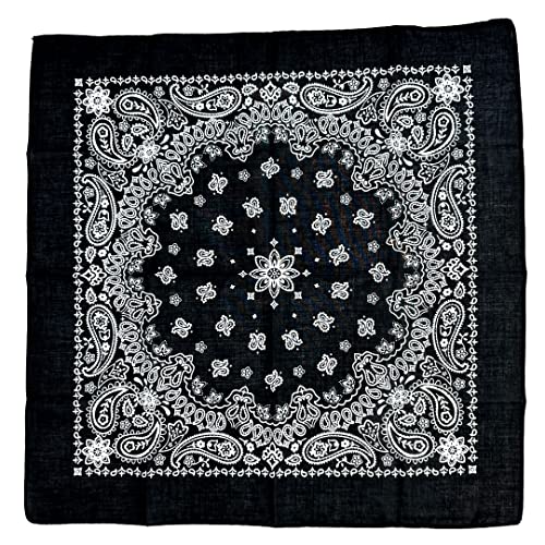 Bandanas Gift Set 12 Pack Soft Thin Handfeel Cotton Bandanna Scarf for men - color: Black&red&white&blue