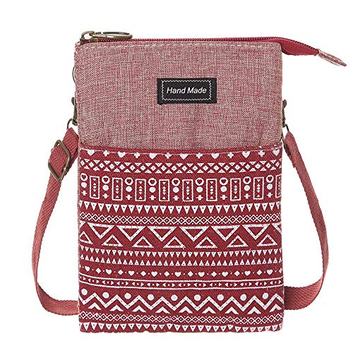 Roomy Cell Phone Purse Wallet Canvas Small Crossbody Purse Bags with Shoulder Strap For Women teen girlsl | Roomy - color: P-red