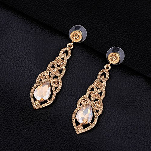 Women's Alloy Teardrop Crystal Chandelier Dangle Earrings - color: C-champagne