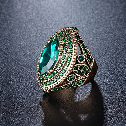 Women Ring - 32mm Turkish Style Gemstone Women Jewelry J0769 - color: Green