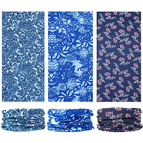 6-Pack Balaclava Face Mask for Men & Women - UV Protection Neck Gaiter, Multi-Use Cycling Mask & Breathable Headband - color: Blue
