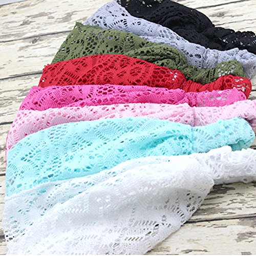 DRESHOW 8 Pack Headbands for Women Yoga Knotted Headbands Elastic Criss Cross Hair Accessories Sports Head Wrap Non Slip - color: U8 Pack Lace Wide Headband a