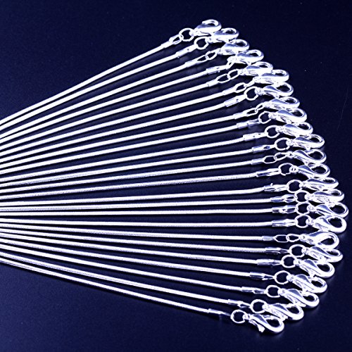 Snake Chain Necklace White Brightening 24pcs 925 Silver Plated 1.2mm DIY Shining Link with Lobster Clasps for Jewelry Making (16 inch, Shining White Brightening) - size: 16 inch