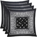 Mochabao 100% Cotton 27" x 27" Large Bandanas for Men & Women, Multi-Purpose Bandana Headbands, Square Head Scarf - color: Black