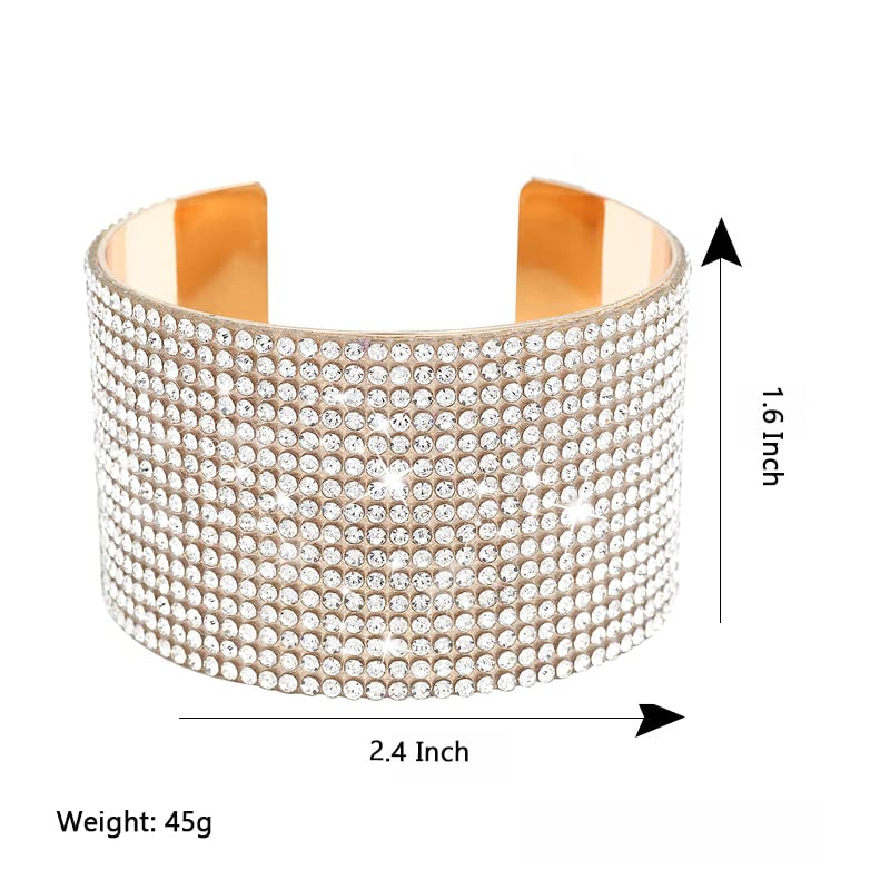Jojomina MultiLayer Rhinestone Bracelet for Women Girls Crystal arm cuff Prom Bangle Bracelet Jewelry for Party Wedding Dating - color: Gold