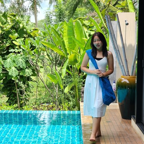 BTP! Thai Cotton Hippie Hobo Sling Crossbody Bag eco Friendly Shopping bag Paisley Print Large - color: Blue Pl31