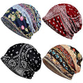 Women's Baggy Slouchy Beanie Chemo Hat Cap Scarf - color: ?4 Pack-multicolor E