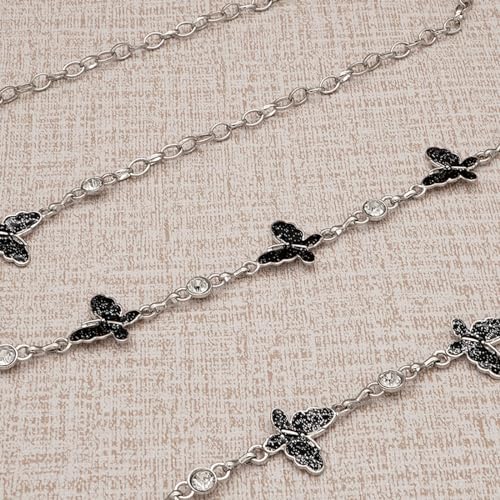 Metal Waist Chain Body Belly Belt Chains Jewelry Accessories for Women - color: Black Butterfly, size: L: 53.1 in