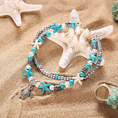 Suyi 5pcs Ankle Bracelets for Women Layered Beach Adjustable Anklets Boho Chain Anklet Foot Jewelry - color: 5pcs Set 5