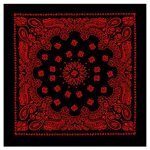 Rothco Trainmen Paisley Bandana - Standard - 22" X 22" - color: Black/Red