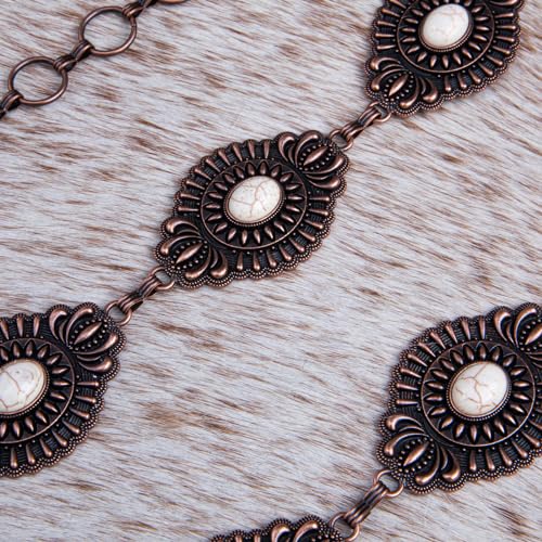 Montana West Rustic Couture's Large Western Concho Metal Belts for Women Cowgirl - color: Bright White