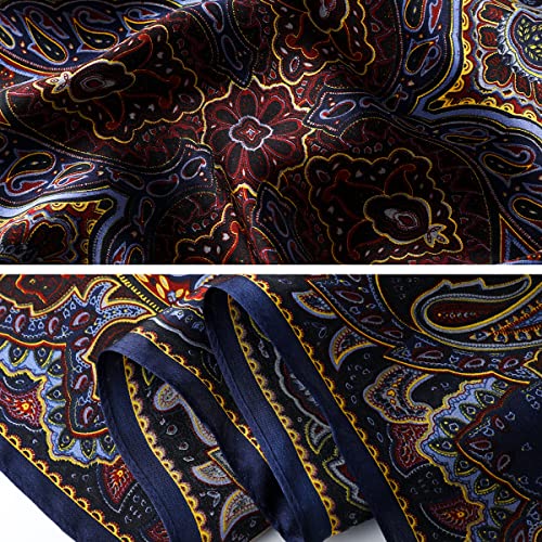 STARWHISPER 100% Pure Mulberry Silk Square Scarf-27''x27 Lightweight Hair Scarves Headscarf Night Sleeping with Gift Packed - color: Paisley Purple