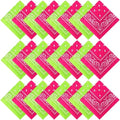 Suhine 24 Pcs Bandanas Bulk for Women Men 22 x 22 Inch Paisley Outdoor Headband Cowboy Handkerchief Summer - color: Fluorescent Green, Rose Red