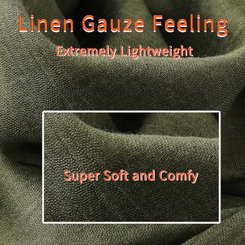 Harewom Lightweight Gauze Linen Feeling Shawl Wraps for Women Beach Summer Scarf for Evening Wedding Dresses - color: Shawl Wraps - Army Green