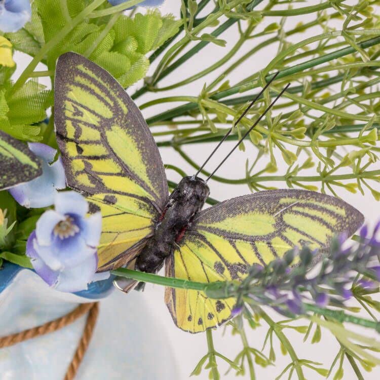 Berfutall- Feather Butterfly Decorations Set of 6 Vibrant Multi Colored Craft Butterflies on Clip .Party Spring Home Decor Floral Pics.St.Patrick'sDay - color: Green H