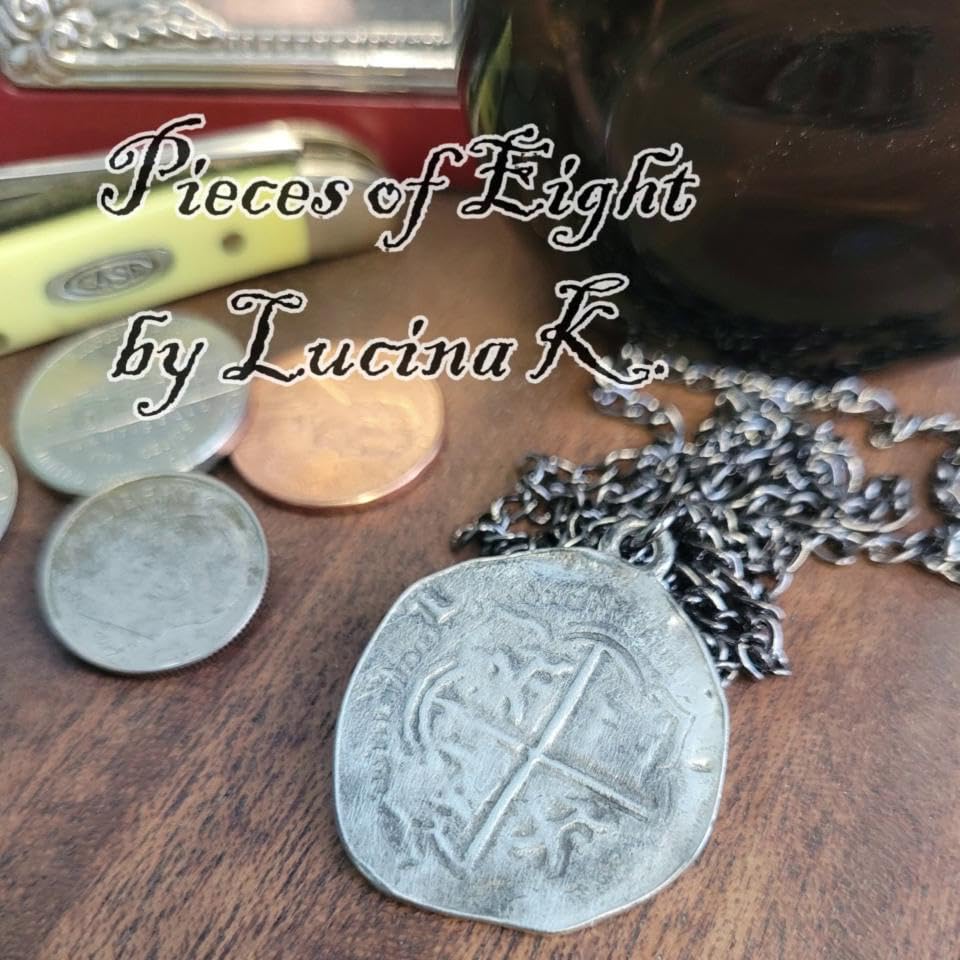 Antique Finished Pieces of Eight Coin Necklace Pewter Replica of Spanish Coin - Pirate's Treasure Necklace - Handcrafted in USA - style: 20 Inch Chain Length