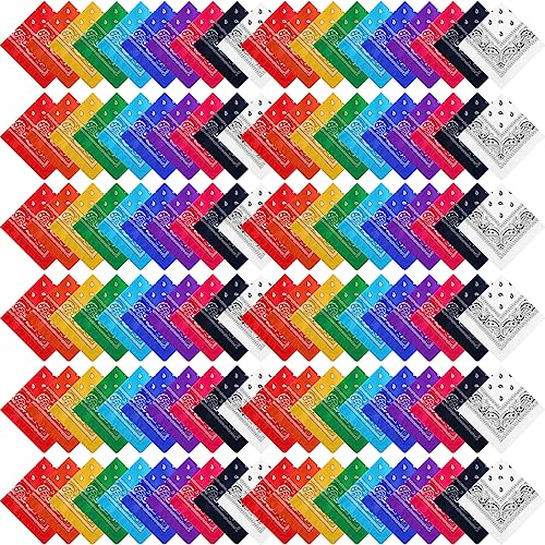 Handepo 200 Pcs Bandanas Bulk Paisley Bandanas Unisex Head Wrap Scarf Cowboy Headband Handkerchief for Women Men - color: Fresh