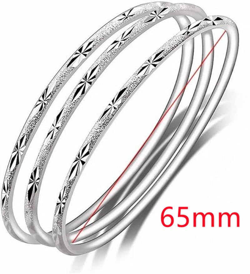 Sterling Silver Bangle Bracelets for Women,Fashion Jewelry Simple Adjustable 925 Silver Cuff Bangles for Women Mom Wife Valentine Mothers Day Gift - color: Inner diameter 2.56inch