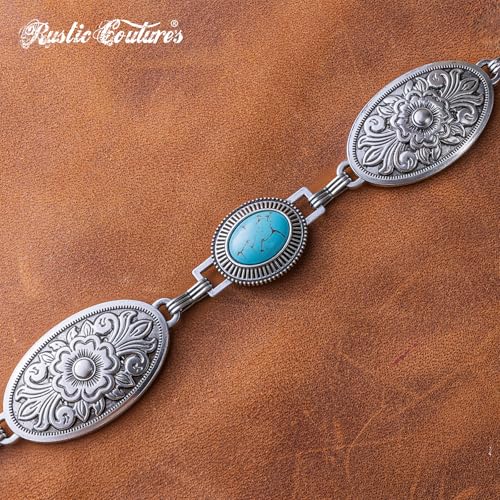 Montana West Rustic Couture's Large Western Concho Metal Belts for Women Cowgirl - color: Amazon Jade Turquoise