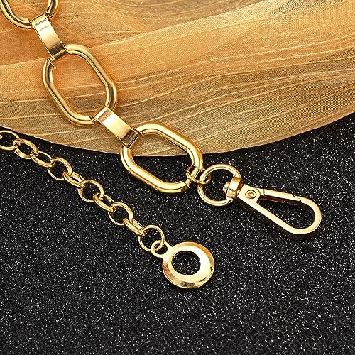 Women's Chain Belt Metal Waist Belt Chunky Belly Link Belt - color: 23028 Gold, size: L: 53.1 in