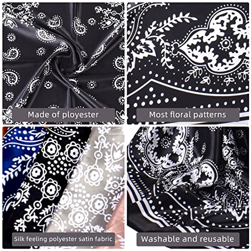 35 x 35 Women's Fashion Pattern Large Square Silk Like Hair Scarf Head Sleeping Wrap Satin Neck Bandana for Gift… - color: Black - Retro Pace