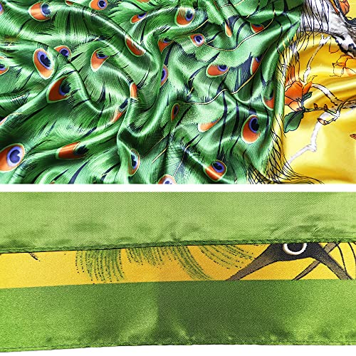 vabovin Satin Head Scarf for Women Silk Like Hair Scarf, 35 x 35 in | Silk Feel Fabric, Hair Wrap for Sleeping, Headscarf and Neck Scarf, Square Bandana Style, Fashion Accessory - color: 103 Green Peacock